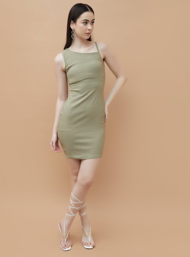 GINGER Solid Bodycon Mini Dress
