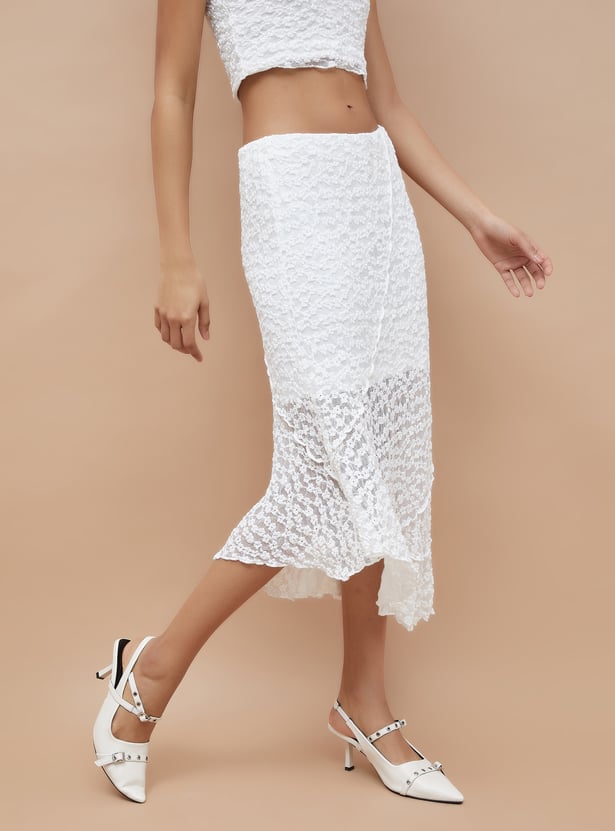 Buy GINGER Floral Lace Layered Skirt from Ginger at just INR 1299.0