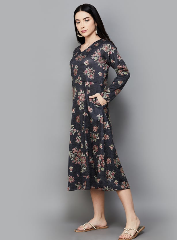 GLOBAL DESI Woven Design A-line Ethnic Dress