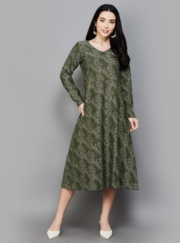 GLOBAL DESI Foil Print A-line Dress