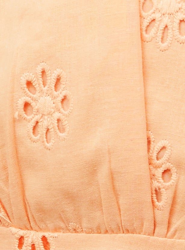 GINGER Schiffli Embroidered Tie-Up Crop Top