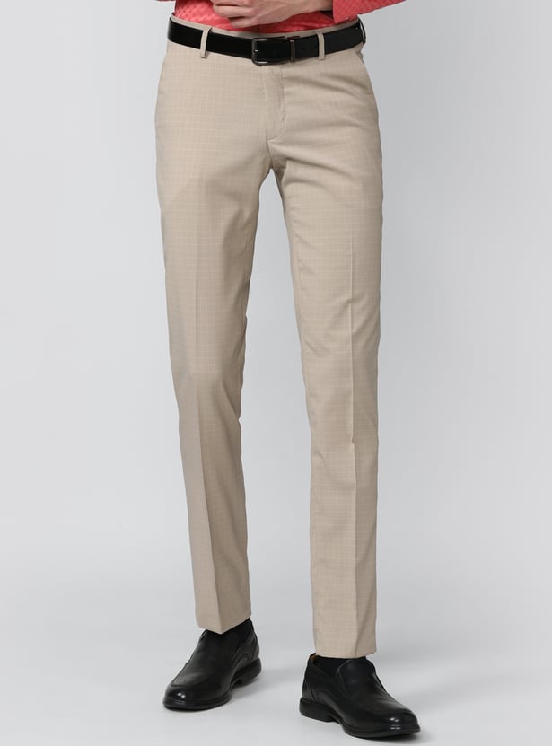 Buy PETER ENGLAND Checked Slim Fit Trousers from Peter England at just ...