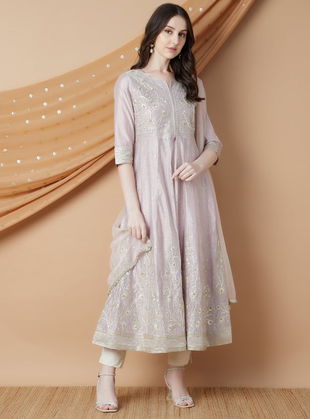 Juanita- Mauve Side-Kalidar Kurta ( Mauve Color)