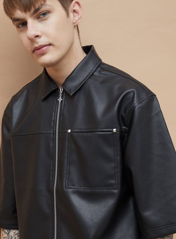 Buy FORCA NXT Solid Half Sleeves Biker Jacket from Forca at just