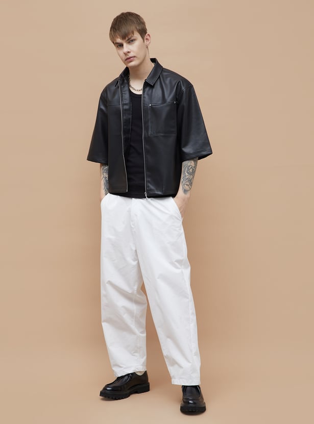 Buy FORCA NXT Solid Half Sleeves Biker Jacket from Forca at just