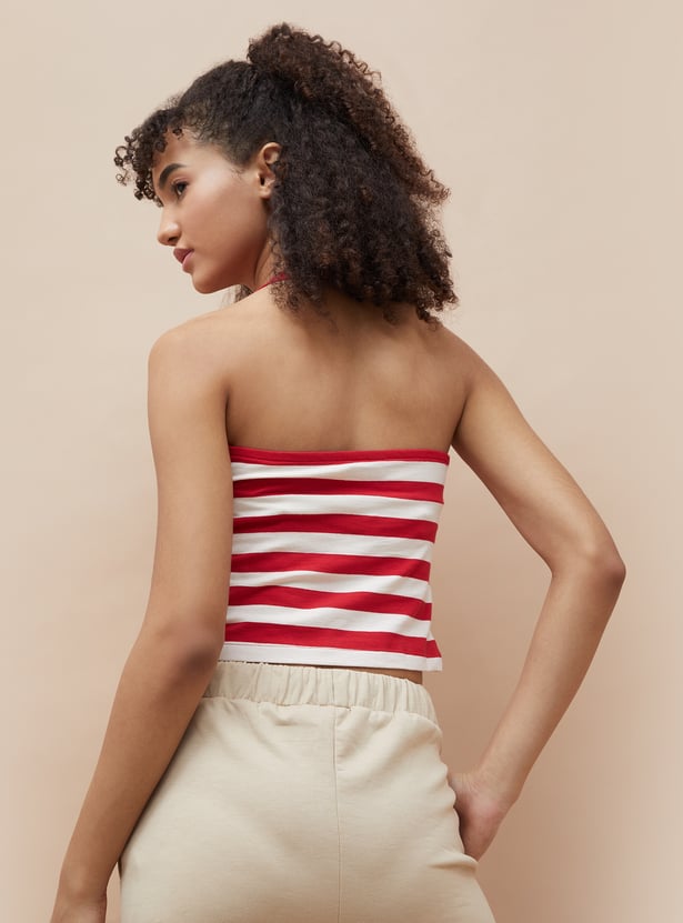 KAPPA Striped Halter Neck Crop T-shirt