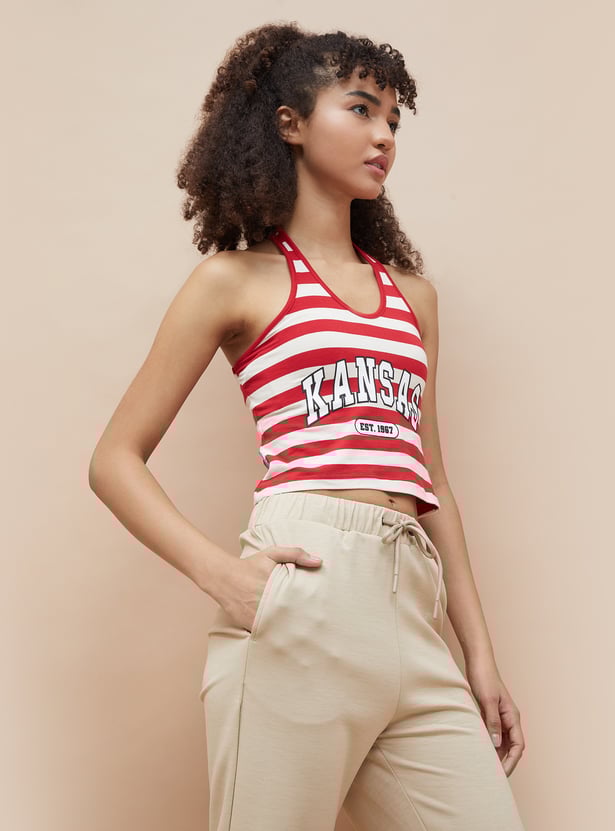 KAPPA Striped Halter Neck Crop T-shirt