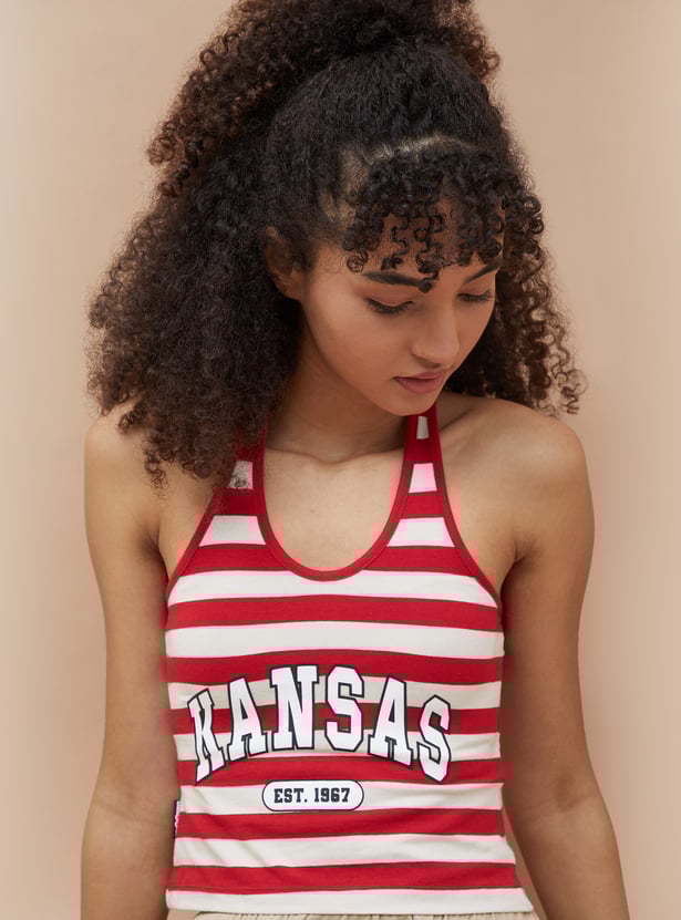 KAPPA Striped Halter Neck Crop T-shirt