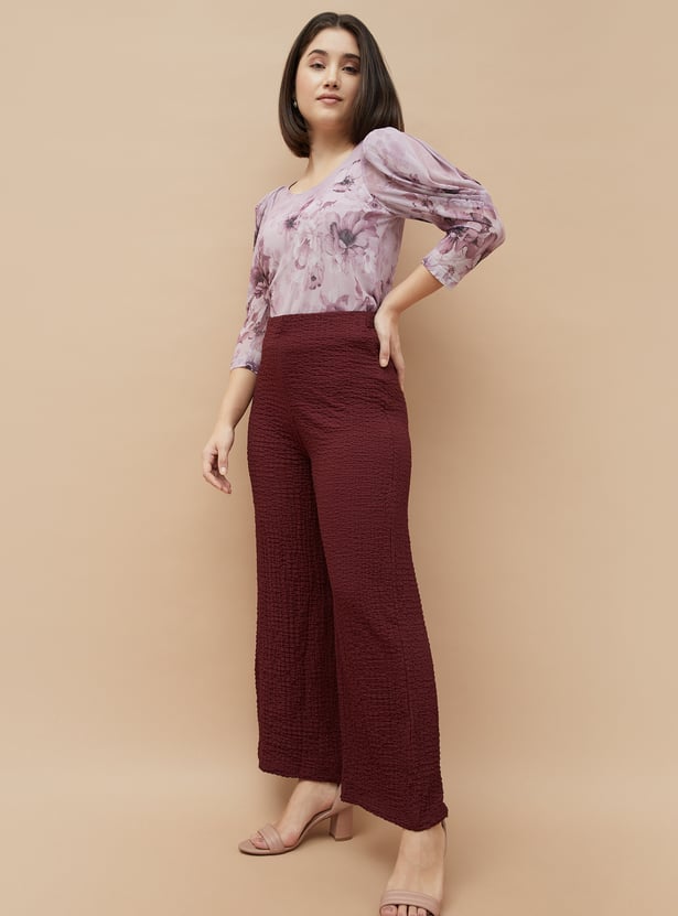 CODE Textured Wide Leg Trousers