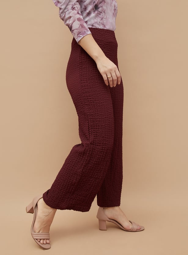 CODE Textured Wide Leg Trousers
