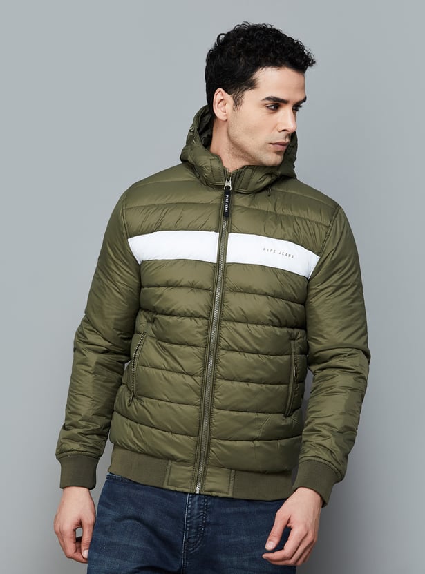 Buy PEPE JEANS Colourblock Quilted Jacket from Pepe Jeans at just INR 6499.0