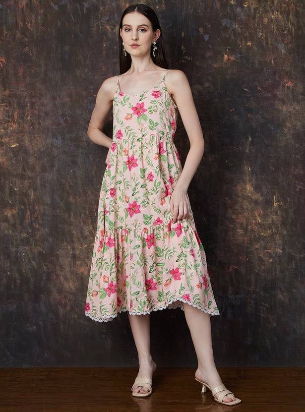 MELANGE Floral Print Tiered Dress