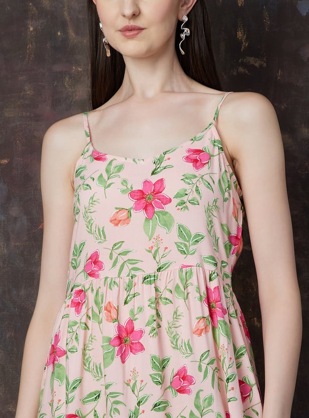 MELANGE Floral Print Tiered Dress