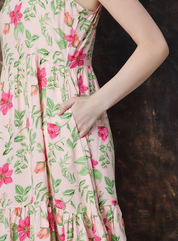 MELANGE Floral Print Tiered Dress