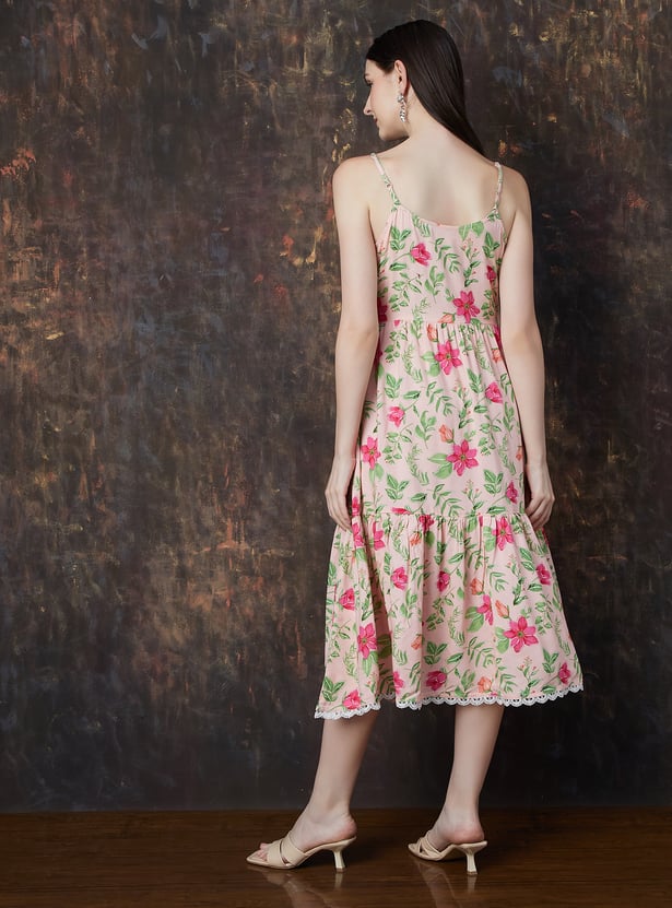 MELANGE Floral Print Tiered Dress