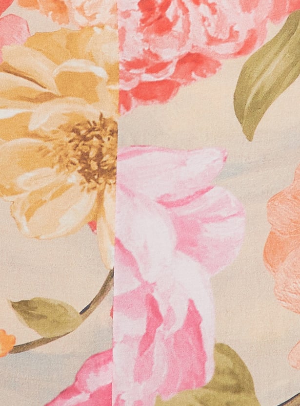 MELANGE Floral Print A-Line Dress