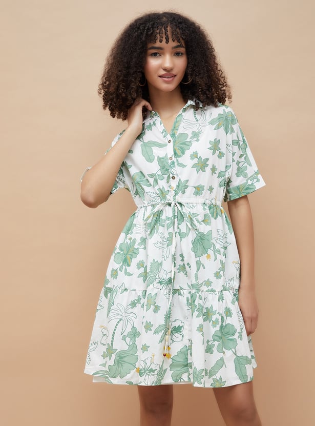 COLOUR ME Floral Print A-line Dress with Slip