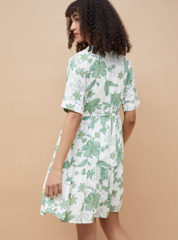 COLOUR ME Floral Print A-line Dress with Slip