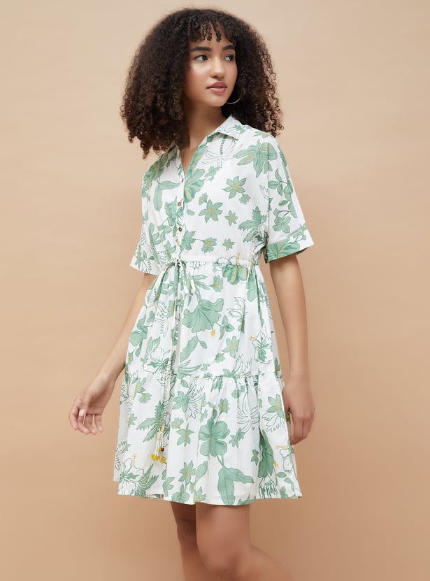 COLOUR ME Floral Print A-line Dress with Slip