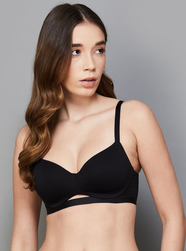 ENAMOR Solid Padded Non-Wired T-shirt Bra