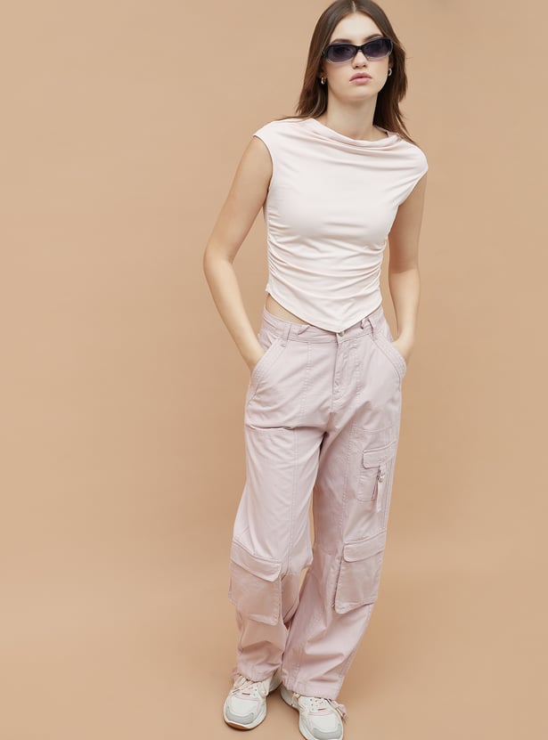 GINGER Ruched Top with Asymmetric Hem