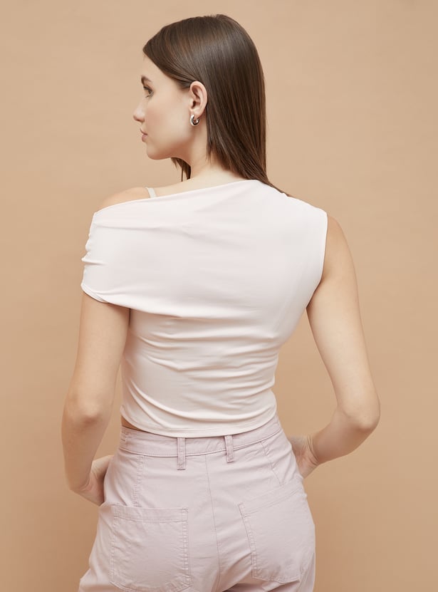 GINGER Ruched Top with Asymmetric Hem
