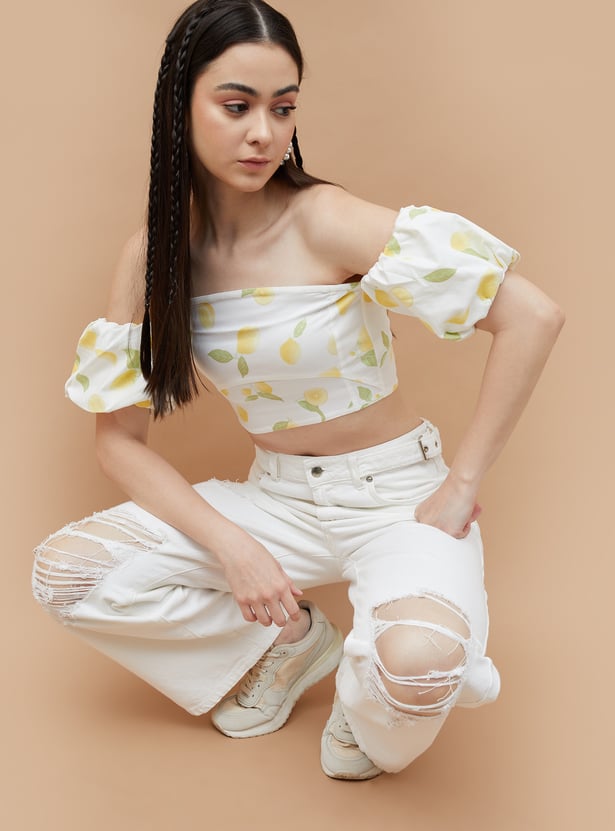 GINGER Lime Print Crop Top