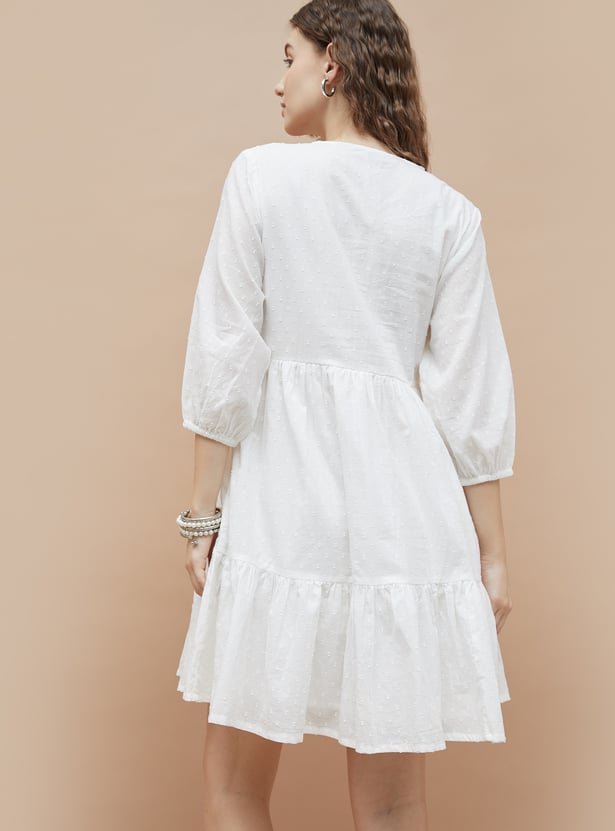 COLOUR ME Embroidered A-Line Dress