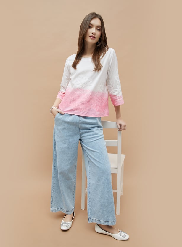 COLOUR ME Floral Embroidered Top