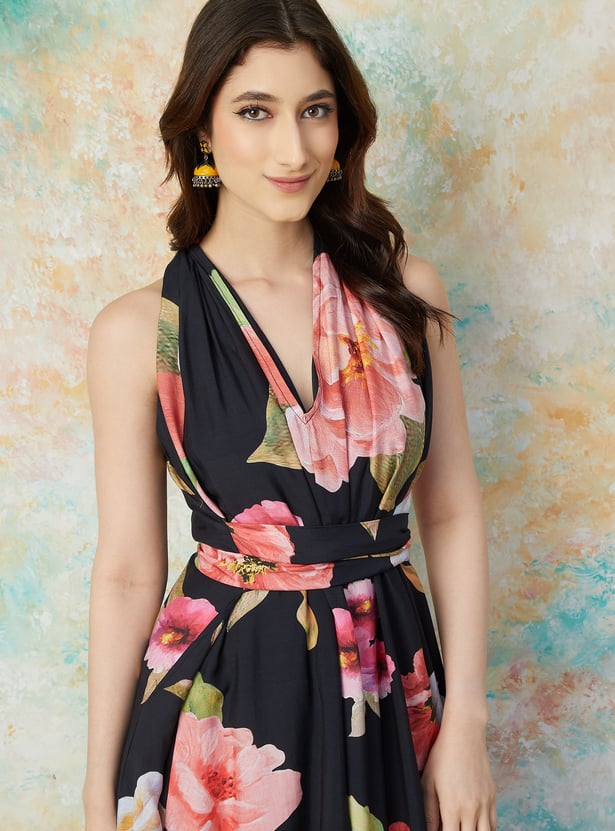 MELANGE Floral Print A-line Dress