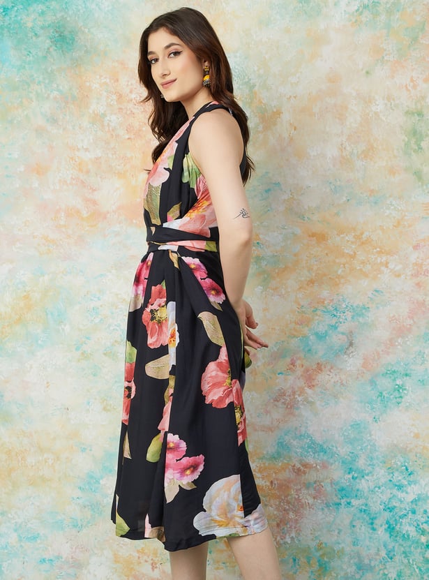 MELANGE Floral Print A-line Dress