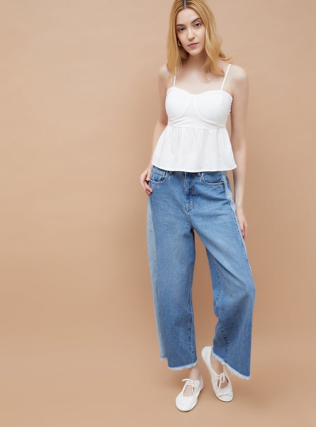 GINGER Solid Peplum Top