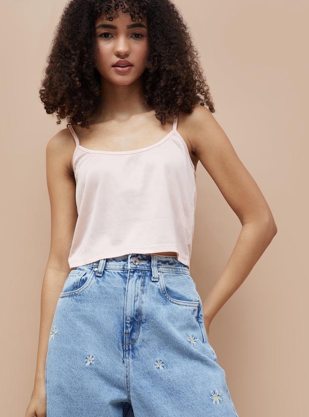 GINGER Ruffled Tie-Up Top with Camisole