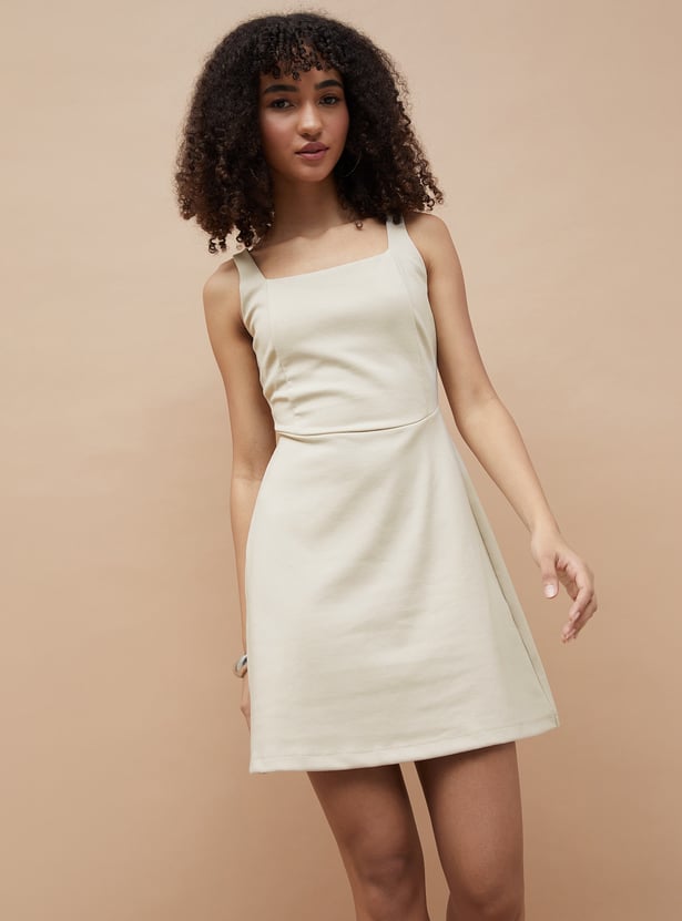 GINGER Solid A-Line Dress