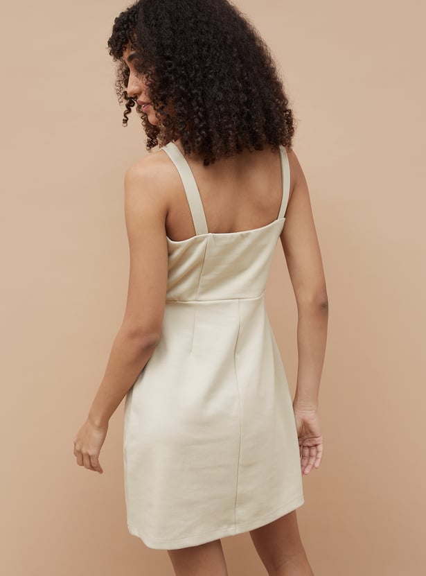 GINGER Solid A-Line Dress