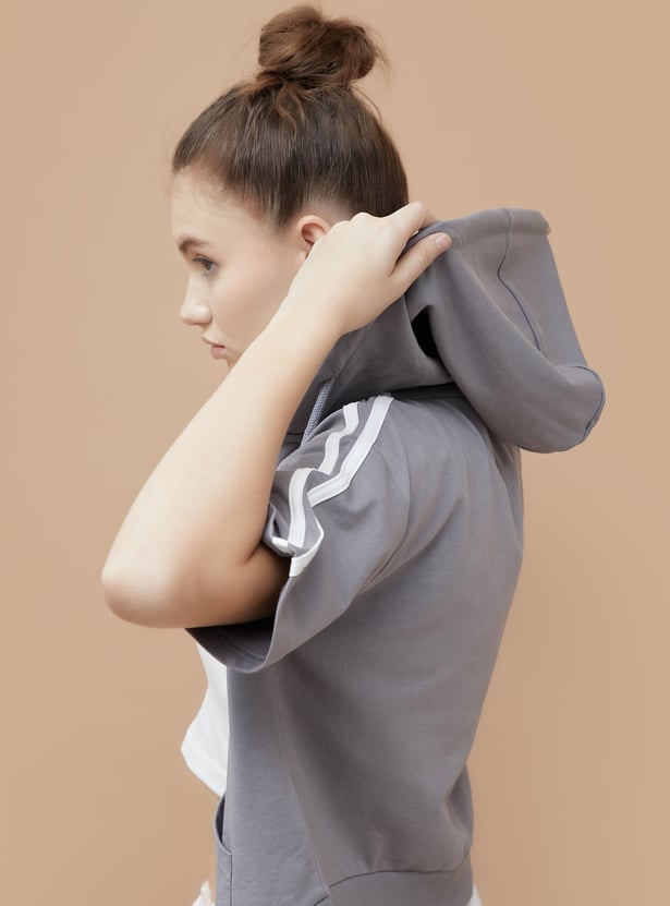 KAPPA Solid Zip Front Hooded T-shirt