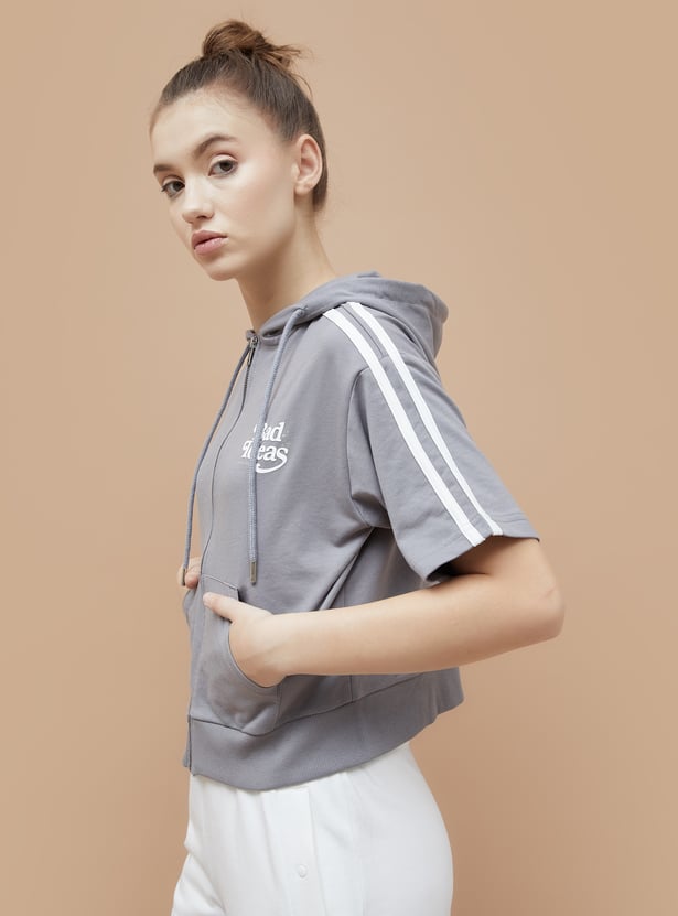 KAPPA Solid Zip Front Hooded T-shirt