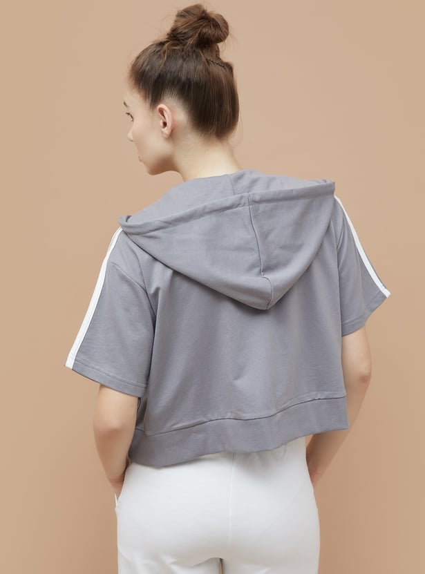 KAPPA Solid Zip Front Hooded T-shirt