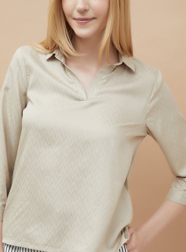 FAME FOREVER Patterned Shirt Style Top