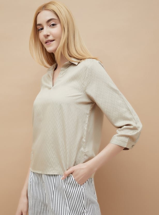 FAME FOREVER Patterned Shirt Style Top