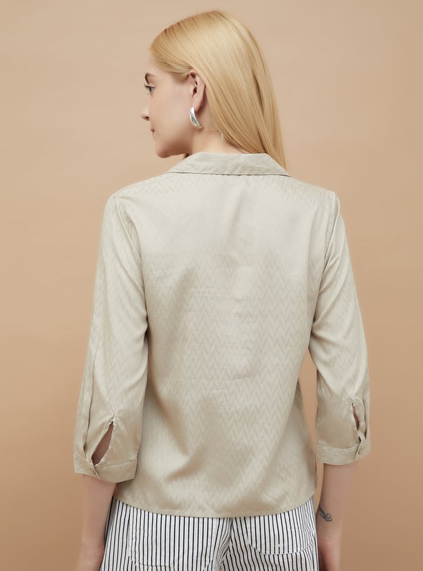 FAME FOREVER Patterned Shirt Style Top