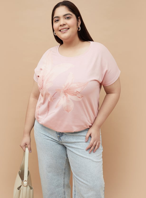 NEXUS Floral Print T-shirt with Extended Sleeves