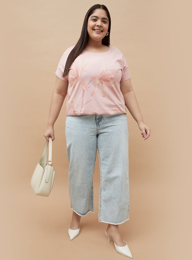 NEXUS Floral Print T-shirt with Extended Sleeves