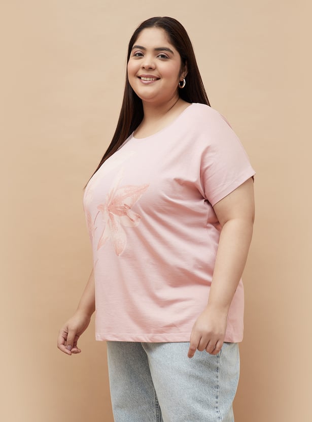NEXUS Floral Print T-shirt with Extended Sleeves