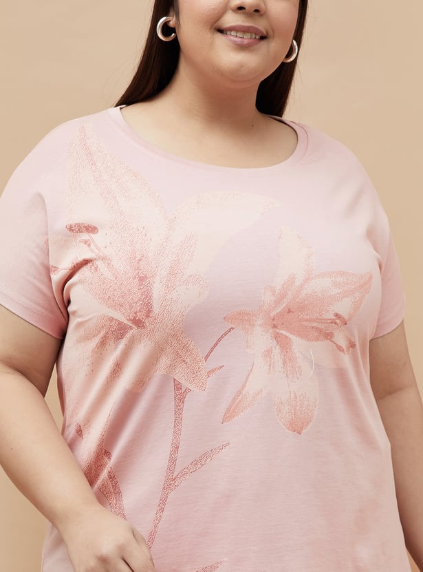 NEXUS Floral Print T-shirt with Extended Sleeves