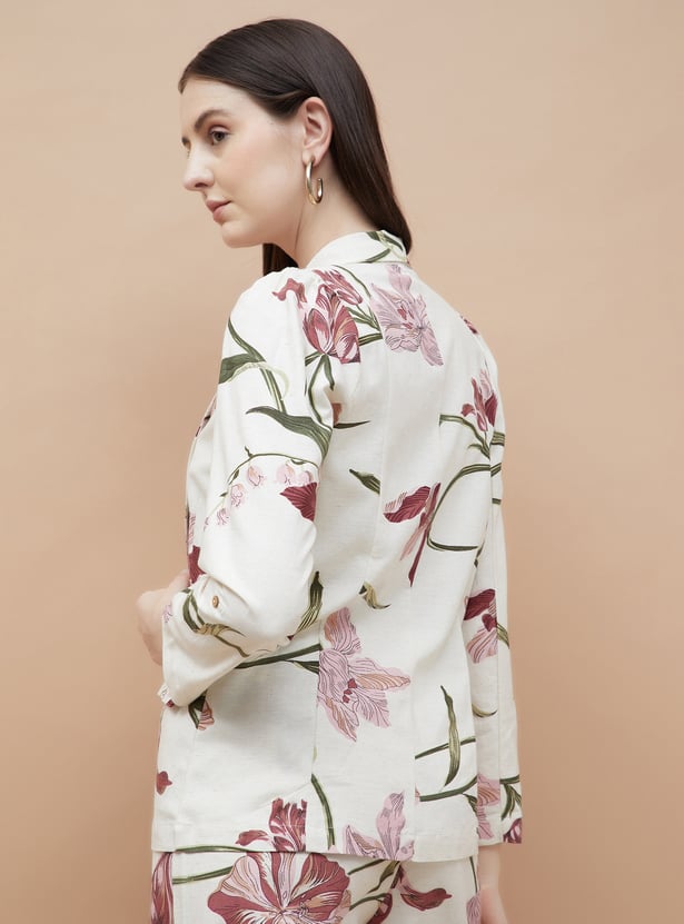 CODE Floral Print Single Breasted Blazer