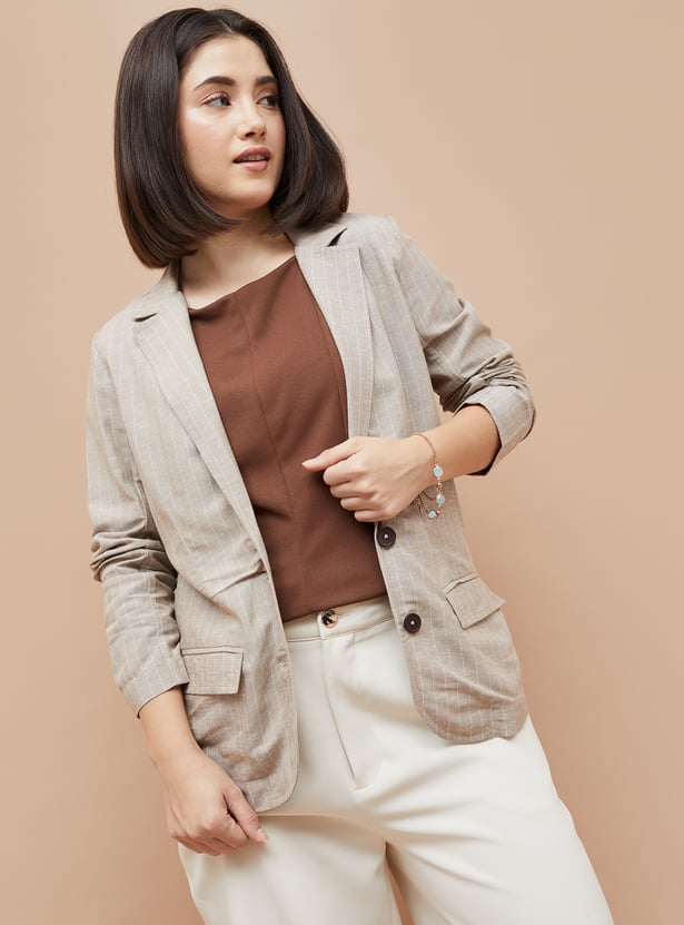 CODE CLASSIC Striped Single Breasted Blazer