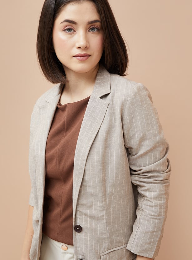 CODE CLASSIC Striped Single Breasted Blazer