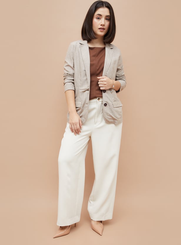 CODE CLASSIC Striped Single Breasted Blazer