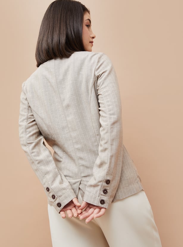 CODE CLASSIC Striped Single Breasted Blazer
